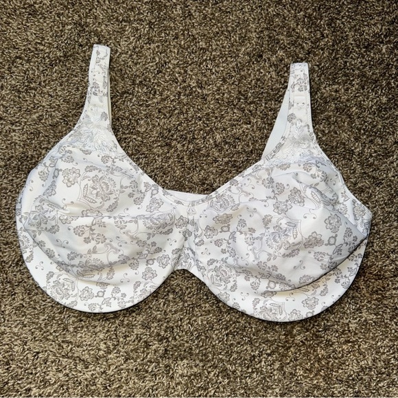 Bali Bra Womens gray Leaf Print Comfort Seamless Underwire size 38DDD - Picture 2 of 5